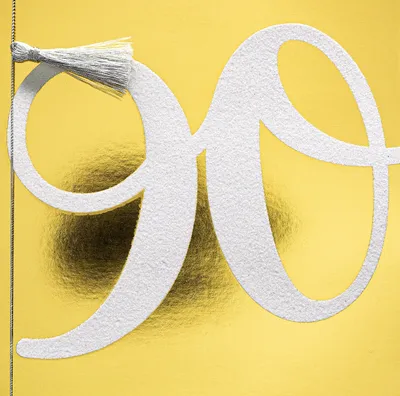 Produktbild von 90 Geburtstag Bling Bling Quadratische Glückwunschkarte im Format 15