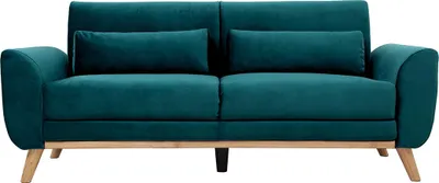 Produktbild von Miliboo - Skandinavisches Sofa 3-Sitzer Samt Petrolblau EKTOR