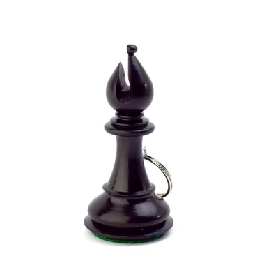 Produktbild von ROOGU Luxus EBENHOLZ Schlüsselanhänger XL Ring echte Schachfigur Läufer Handdien
