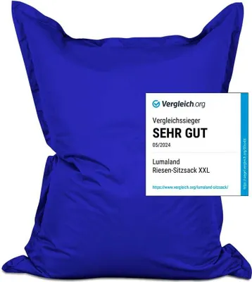 Produktbild von Lumaland Riesen-Sitzsack XXL 140x180 cm Wasserfestes Indoor & Outdoor Liegekissen über 3 Mio. anpassungsfähigen EPS-Perlen Bean Bag waschbarem Bezug