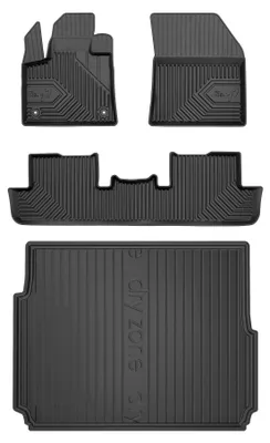 Image de Tapis en caoutchouc + bac de coffre pour Peugeot 3008 II 2016-2024 (SUV) – 5 pièces, noirs, sur mesure
