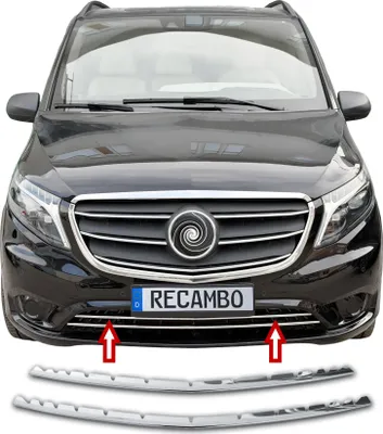 Immagine prodotto di Modanature in acciaio inossidabile per paraurti anteriore, compatibili con Mercedes-Benz Vito Classe V | W447 | Anno di produzione 2014-2024