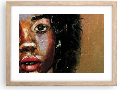 Produktbild von Gerahmtes Poster - Rahmen in heller Eiche - Pastos Porträt afrikanisch - 40x30 cm - Wand Bild - Wanddeko - Wandbilder - Kunstposter - Wandposter - Bilderrahmen - Bilder - Kunstdruck - P2NAA40x30-4674
