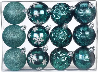 Produktbild von Weihnachtskugeln Dekorierte Kugeln Kunststoff 6cm 12er Set - Emerald