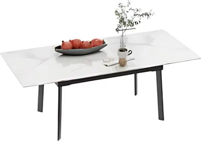 Immagine prodotto di Tavolo da pranzo Zenia – Rettangolare – Allungabile da 130 a 160 cm – Bianco lucido – Da 4 a 8 persone