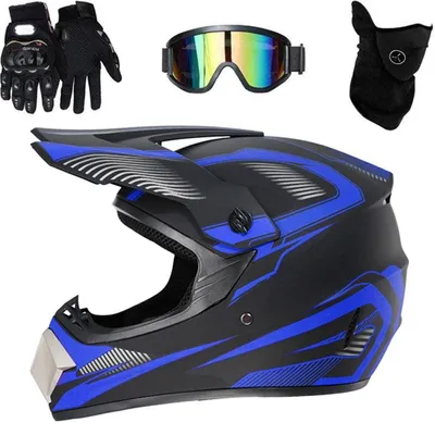 Produktbild von Solidchoice – Motocrosshelm mit Vollgesichtsmaske, inklusive Brille und Handschuhen, für Erwachsene