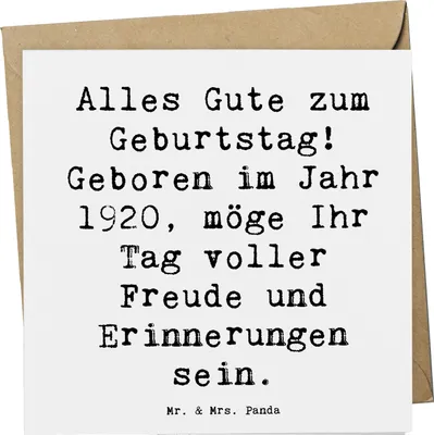 Produktbild von Mr. & Mrs. Panda Grußkarte Spruch 1920 Geburtstag - Weiß - Geschenk, liebevolles, doppelkarte, Glückwunsch, Geburtstagsgeschenk, Happy Birthday, nostalgisches, Klappkarte
