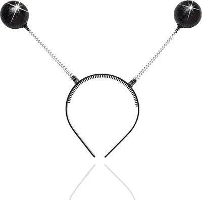 Immagine prodotto di Cerchietto con farfalla Pompon Antenna aliena oscillante – Carnevale per adulti e bambini – Costumi di carnevale (nero)