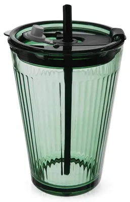 Image de Verre à boire avec couvercle et paille - 450 ml - Vert