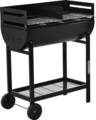 Obrázek produktu pro BBQ gril na dřevěné uhlí – grilovací vozík – výškově nastavitelný – s kolečky – 90 x 45 x 96 cm