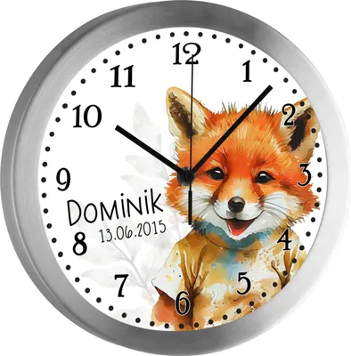 Produktbild von Kinderzimmer Funkwanduhr, Funkuhr Wanduhr Kinder, Fuchs  25 cm