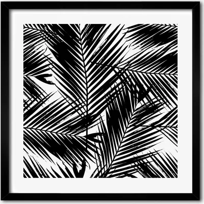 Produktbild von Bild - 50 cm x 50 cm - MDF - Rahmen, Wandkunst - Blätter der Palme