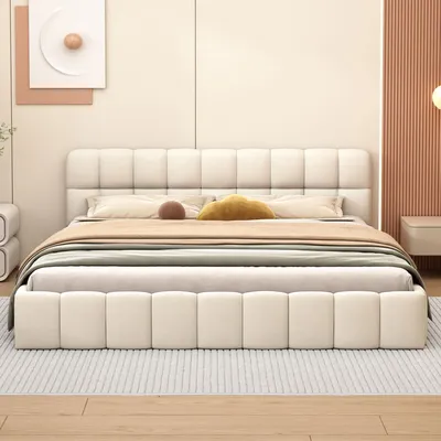 Zdjęcie produktu dla Łóżko ProximaX, wymiar 160x200 cm, obite tkaniną lnianą, z wysokim zagłówkiem i ramą na materac