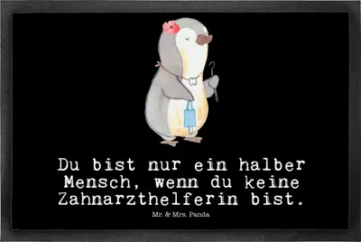 Produktbild von Mr. & Mrs. Panda Fußabstreifer Zahnarzthelferin Herz 50 x 75 cm - Schwarz - Geschenk, Fussmatte, fußmatte, Türmatte, Fußabtreter, Schuhabstreifer, Bodenvorleger