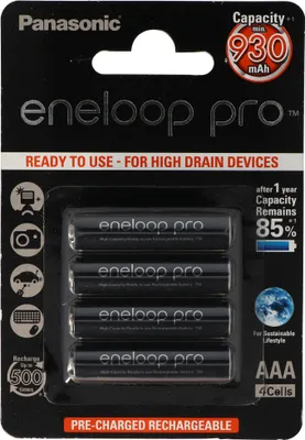 Produktbild von Panasonic eneloop Pro Micro 1,2V AAA LR03 BK-4HCCE/4BE Akku und AccuCell Akkubox AAA