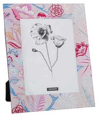 Fotolijst 15x20 cm, Glas, Blumenmuster, Rosa, 23x1x28 cm