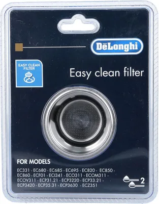 Product packaging for a DeLonghi easy clean filter.