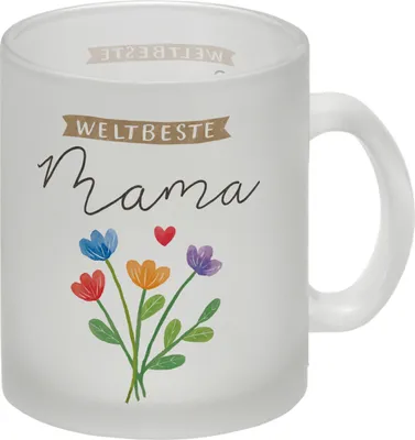 Produktbild von Blumenstrauß Glas Tasse mit Spruch Weltbeste Mama