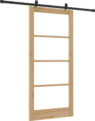Zdjęcie produktu dla Drzwi przesuwne vidaXL ORKDAL, 93 x 202 cm, wykonane z litego drewna sosnowego i szkła