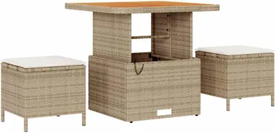 Image de Ensemble de salle à manger pour jardin Beige polyrotin