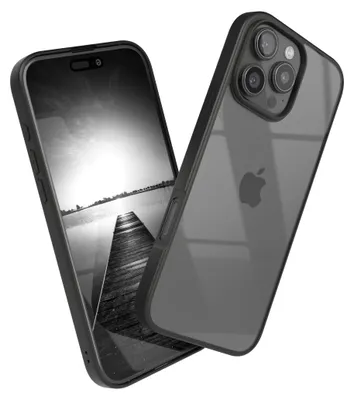 Produktbild von EAZY CASE Clear Hybrid Bumper Hülle für Apple iPhone 16 Pro Max, Handyhülle stoßfest mit Kameraschutz, Handycase dünn in Schwarz