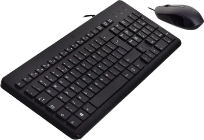 Produktbild von HP 150 Maus und Tastatur (kabelgebunden), Volle Größe (100%), Kabelgebunden, USB, Membran Key Switch, Schwarz, Maus enthalten