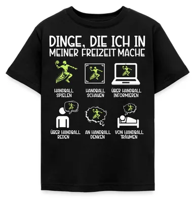 Produktbild von Spreadshirt Handball Liebhaber Freizeit Kinder T-Shirt, 98/104 (3-4 Jahre), Schwarz