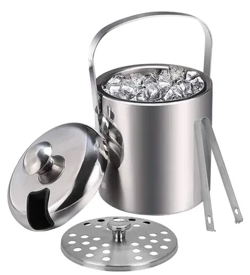 Image de Seau en acier inoxydable, 3 litres, avec couvercle et pince