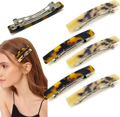 6 Stück Haarclips Schildpatt französisches Design rechteckig