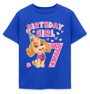 Produktbild von Spreadshirt Paw Patrol Geschenk 7 Jahre Alt 7. Geburtstag Skye Kinder T-Shirt, 122/128 (7-8 Jahre), Royalblau