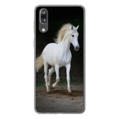 Produktbild von MuchoWow® Handyhülle Schutzhülle Hülle für Huawei P20 Pferde - Sand - Dunkel Silikon Softcase Handy Hülle - Hardcover