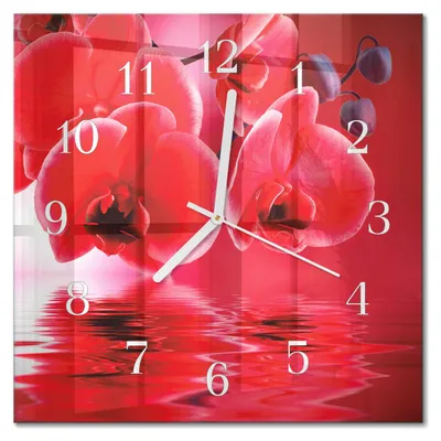 Produktbild von Tulup Glasuhr Wanduhr Küchenuhr Echt-Glas 30x30 cm Modern Dekorativ Geräuschlos Weiße Zeiger - Orchidee