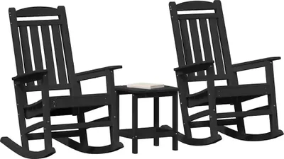 Produktbild von vidaXL Schaukelstuhl 3 pcs Schwarz Polyethylen
