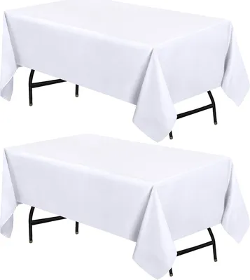 Produktbild von Rechteckige Tischdecke 152 x 213 cm, 2er-Set, weiß, waschbar, für Partys, Veranstaltungen, Hochzeiten, Restaurants