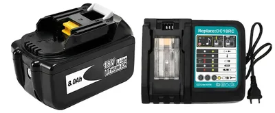 Immagine prodotto di Batteria agli ioni di litio, capacità 8000 mAh, compatibile con utensili elettrici, 1 caricabatterie incluso, 18V