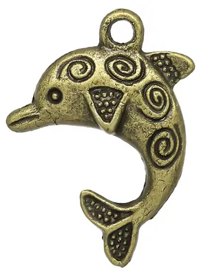 Produktbild von 10 Delfin - Anhänger, 22 x 30 mm, antikbronze