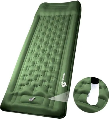Produktbild von Famanu Campingmat selbstaufblasend mit Fußpumpe - 12 cm, olivgrün
