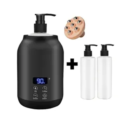 Produktbild von Bolusso Black Massage Oil Warmer - ohřívač masážního oleje 30 až 65 stupňů - Guasha - masážní přístroj - obsahuje 2 dávkovače a masážní nástroj