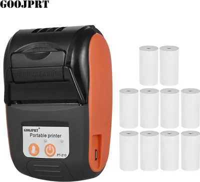 Produktbild von GOOJPRT PT-210 Thermodrucker 58mm Belegdrucker mit 10 Thermopapierrolle BT-Funktion, unterstützt Android, IOS und Windowsfür Einzelhandelsgeschäfte Restaurants Fabriken Logistik