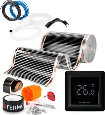 Produktbild von Termofol Elektrische Heizfolie mit Thermostat H6, Schwarz, 80 W/m², 12m²