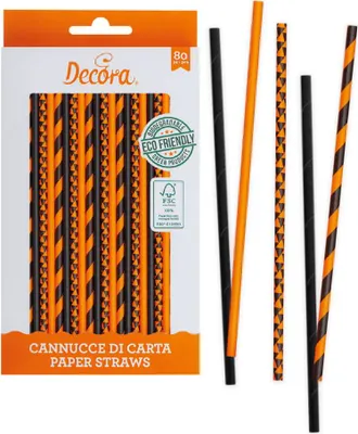Produktbild von BLACK ORANGE Papierstrohhalme 80 Stück