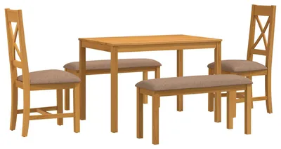 Immagine prodotto di vidaXL Set da pranzo, 5 pezzi, grigio, legno massello di quercia
