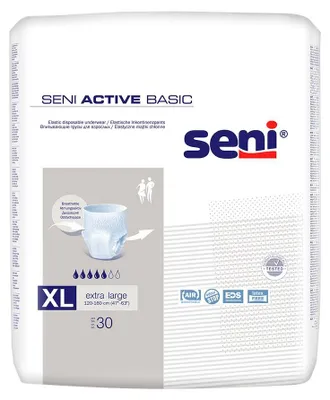 Produktbild von Inkontinenzslip Seni Active Basic X-Large Taillenumfang 120 bis 160 cm (1 Karton: 3 x 30 Stück)>>>>
