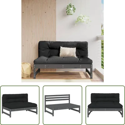 Produktbild von The Living Store Mittelsofa Grau 120x80 cm Massivholz Kiefer