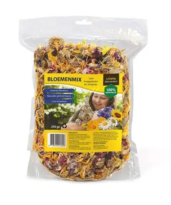 Produktbild von 100% natürliche Blumenmischung als Ergänzungsfuttermittel für Nagetiere und Kaninchen 80 g