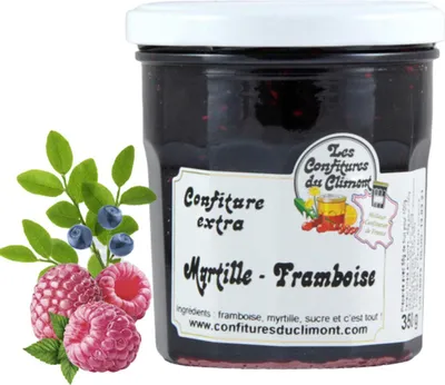 Produktbild von Les Confitures du Climont Heidelbeere-Himbeere Konfitüre Extra 350g