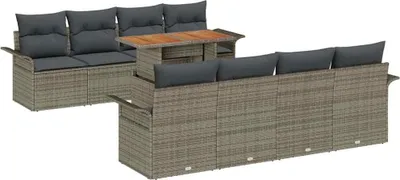Produktbild von vidaXL Garten-Sofa-Set mit Speicher 9 pcs Grau Poly Rattan