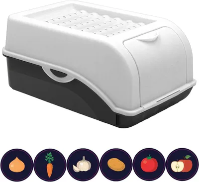 Productafbeelding van ARTECSIS Opbergbox voor aardappelen in 3 maten – geschikt voor aardappelen, uien en groenten – stapelbare aardappelkist, 2,5 kg / wit