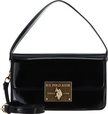 Produktbild von U.S. POLO ASSN. Abendtasche Handtasche Winton Flap Handle Bag Black Patent Leather schwarz