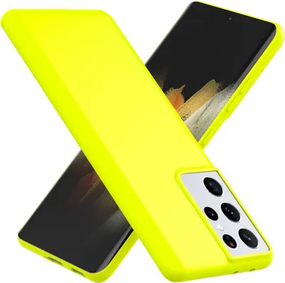 Produktbild von NALIA Neon Handy Hülle für Samsung Galaxy S21 Ultra, Silikon Case Cover Bumper Gelb